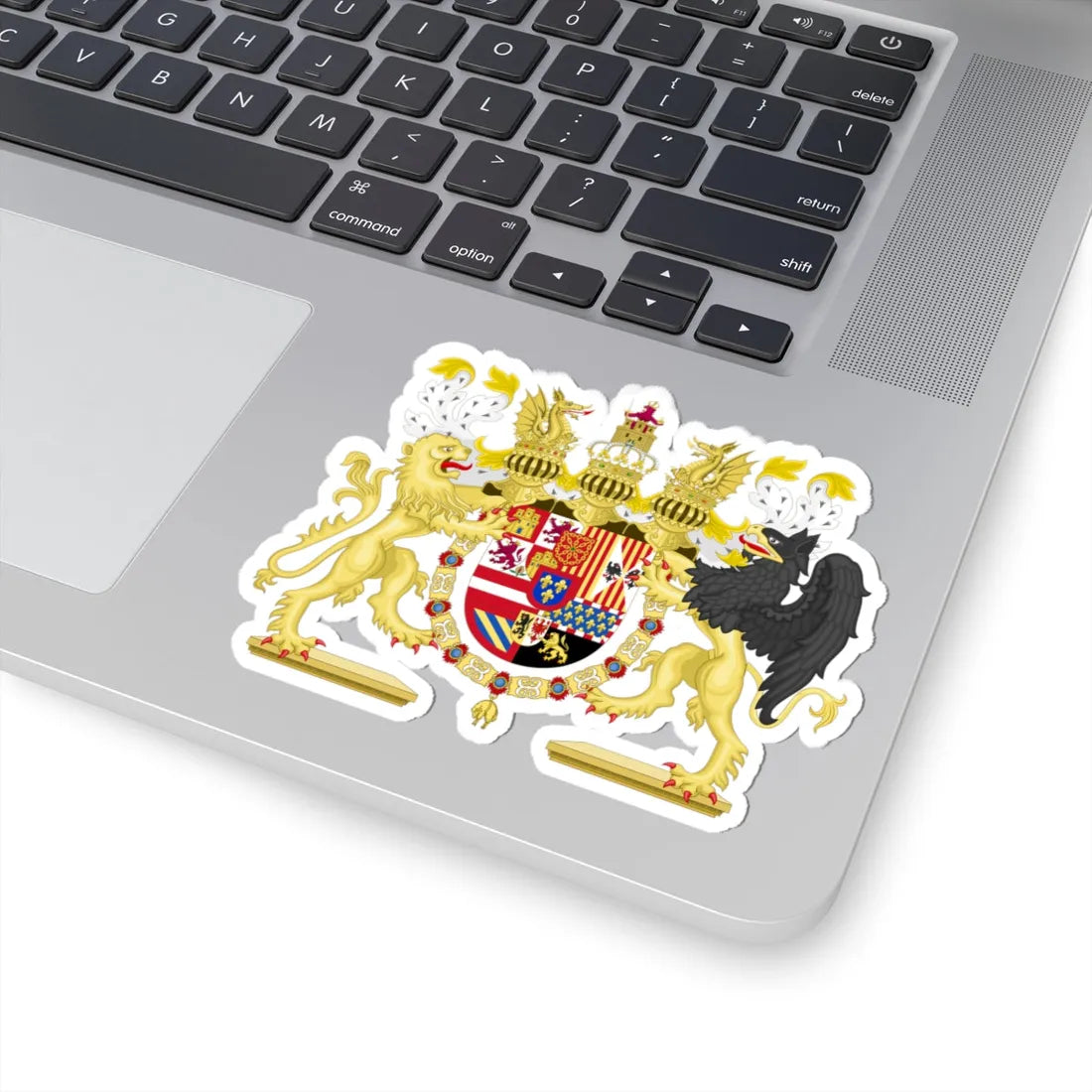 Full Ornamented Coat of Arms of Philip V of Spain with Navarre (Spain) (Coat of Arms) STICKER Vinyl Kiss-Cut Decal - The Sticker Space