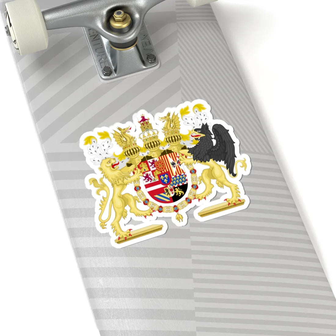 Full Ornamented Coat of Arms of Philip V of Spain with Navarre (Spain) (Coat of Arms) STICKER Vinyl Kiss-Cut Decal - The Sticker Space