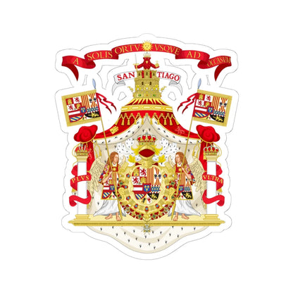 Full Ornamented Royal Coat of Arms of Spain 1700-1761 (Spain) (Coat of Arms) STICKER Vinyl Kiss-Cut Decal 6 Inch White - The Sticker Space