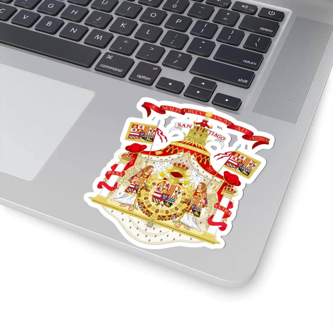 Full Ornamented Royal Coat of Arms of Spain 1700-1761 (Spain) (Coat of Arms) STICKER Vinyl Kiss-Cut Decal - The Sticker Space