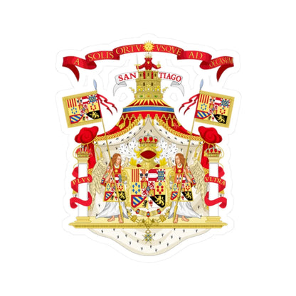Full Ornamented Royal Coat of Arms of Spain 1761-1868 and 1874-1931 (Spain) (Coat of Arms) STICKER Vinyl Kiss-Cut Decal 2 Inch White - The Sticker Space