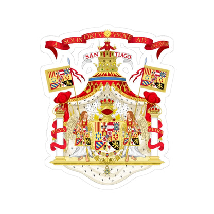 Full Ornamented Royal Coat of Arms of Spain 1761-1868 and 1874-1931 (Spain) (Coat of Arms) STICKER Vinyl Kiss-Cut Decal 3 Inch White - The Sticker Space