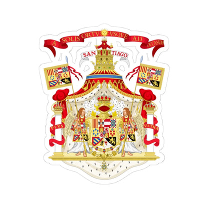Full Ornamented Royal Coat of Arms of Spain 1761-1868 and 1874-1931 (Spain) (Coat of Arms) STICKER Vinyl Kiss-Cut Decal 4 Inch White - The Sticker Space