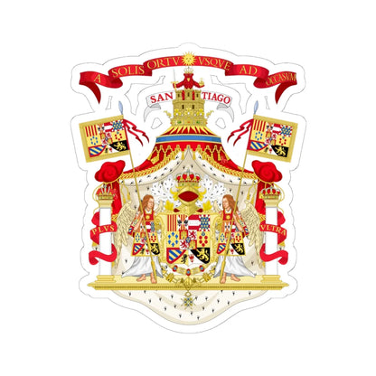 Full Ornamented Royal Coat of Arms of Spain 1761-1868 and 1874-1931 (Spain) (Coat of Arms) STICKER Vinyl Kiss-Cut Decal 6 Inch White - The Sticker Space