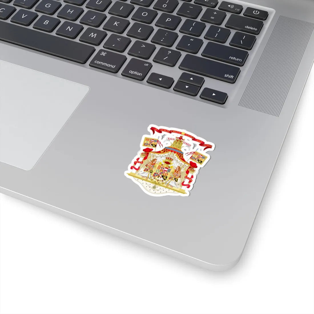 Full Ornamented Royal Coat of Arms of Spain 1761-1868 and 1874-1931 (Spain) (Coat of Arms) STICKER Vinyl Kiss-Cut Decal - The Sticker Space