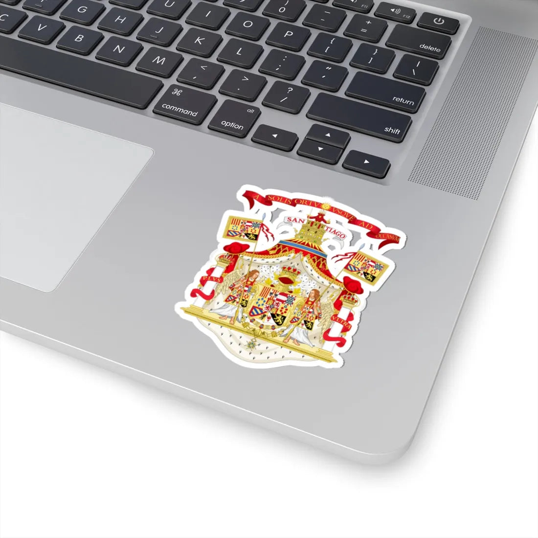 Full Ornamented Royal Coat of Arms of Spain 1761-1868 and 1874-1931 (Spain) (Coat of Arms) STICKER Vinyl Kiss-Cut Decal - The Sticker Space