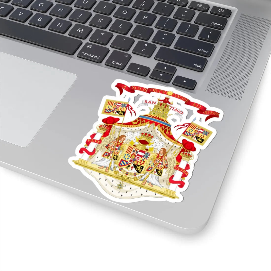 Full Ornamented Royal Coat of Arms of Spain 1761-1868 and 1874-1931 (Spain) (Coat of Arms) STICKER Vinyl Kiss-Cut Decal - The Sticker Space