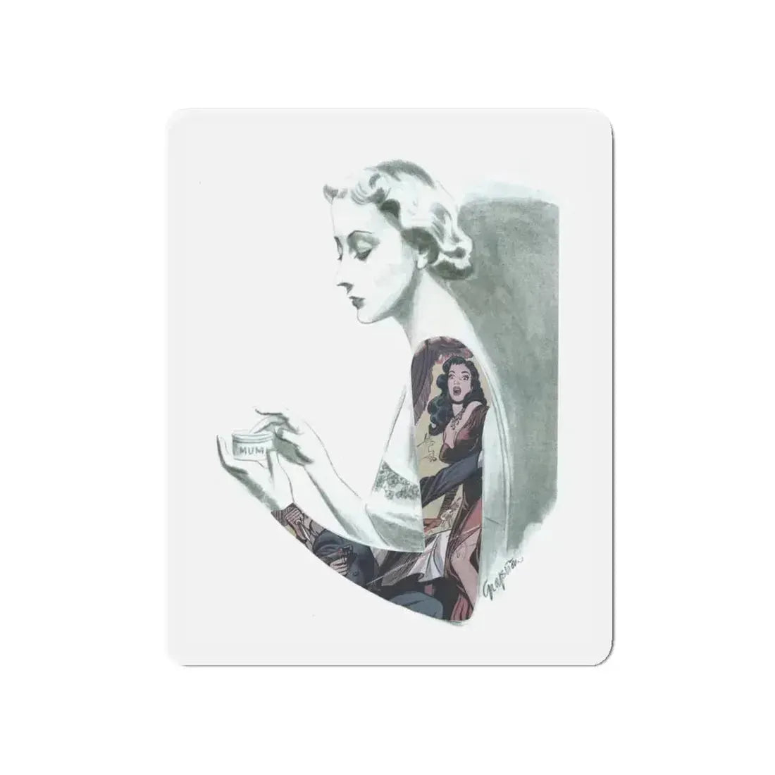 Full Sleeve, 1937 (Magazine Illustration) Refrigerator Magnet 4 Inch Die-Cut - The Sticker Space