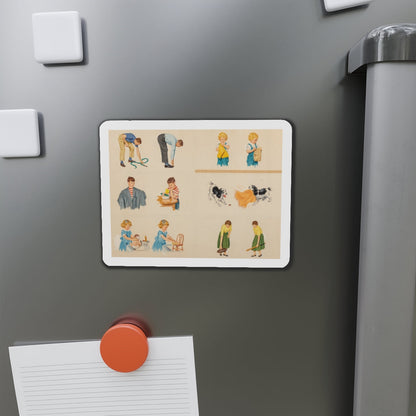 Fun at Home, Dick and Jane illustration (Magazine Illustration) Refrigerator Magnet-The Sticker Space