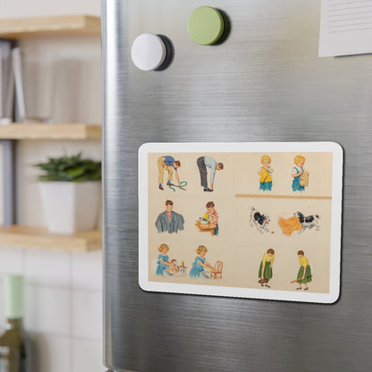 Fun at Home, Dick and Jane illustration (Magazine Illustration) Refrigerator Magnet-The Sticker Space