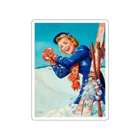 Fun on the Slopes (Magazine Illustration) STICKER Vinyl Die-Cut Decal White Die-Cut 2 Inch - The Sticker Space