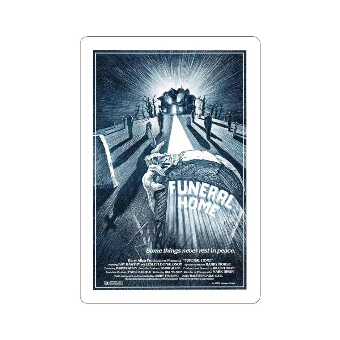 FUNERAL HOME 1980 Movie Poster - STICKER Vinyl Kiss-Cut Decal 3 Inch White - The Sticker Space