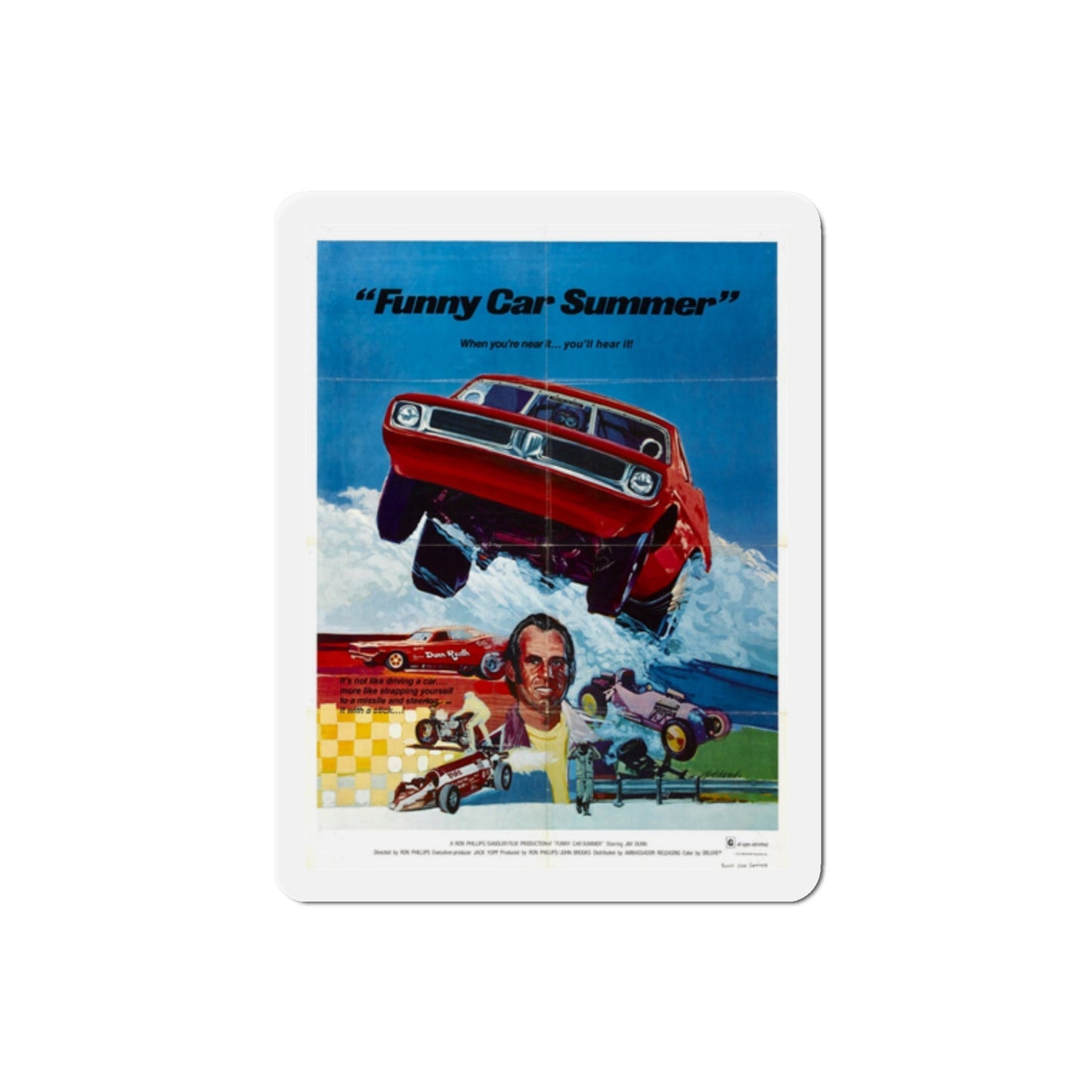 Funny Car Summer 1974 Movie Poster Die-Cut Magnet-2 Inch-The Sticker Space