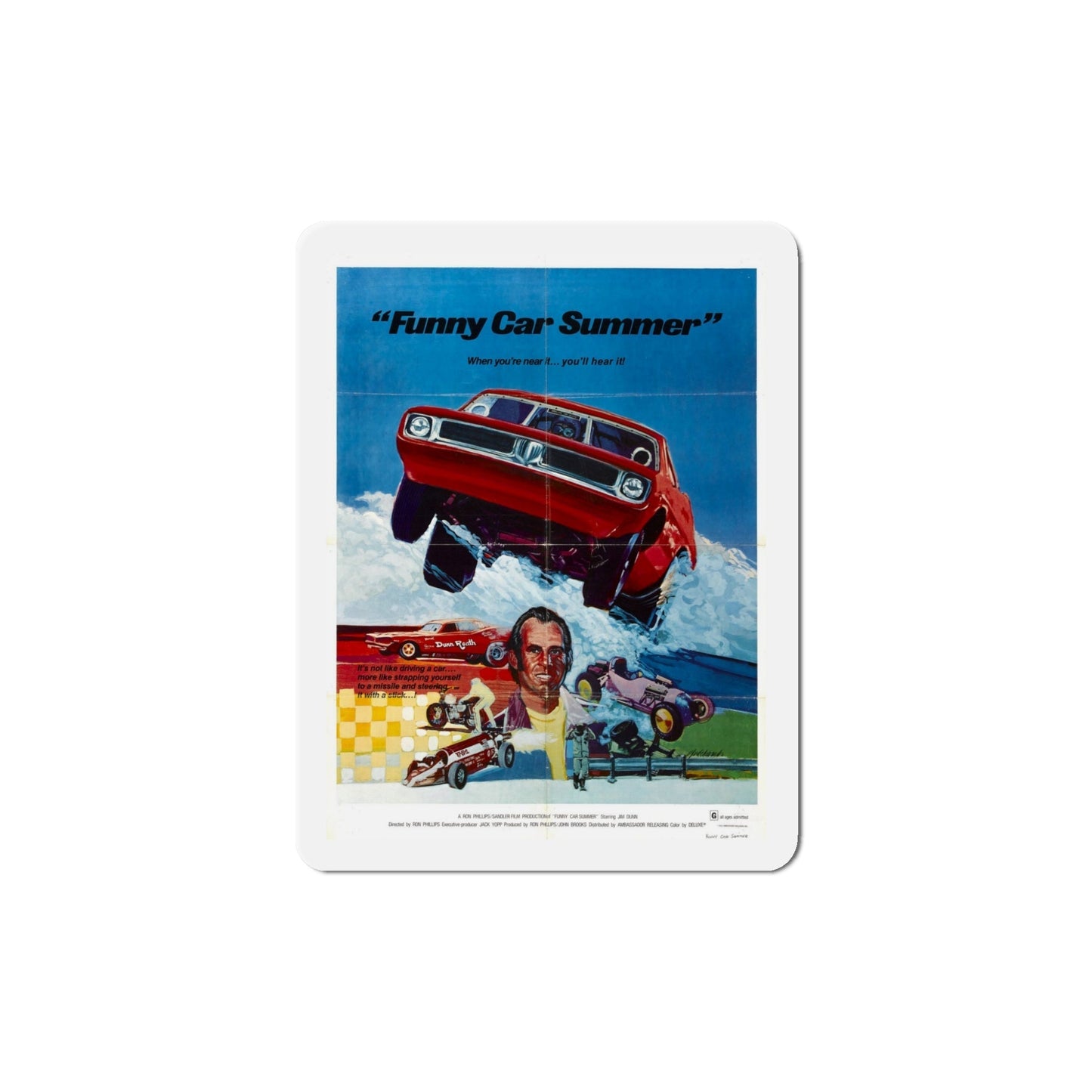 Funny Car Summer 1974 Movie Poster Die-Cut Magnet-5 Inch-The Sticker Space