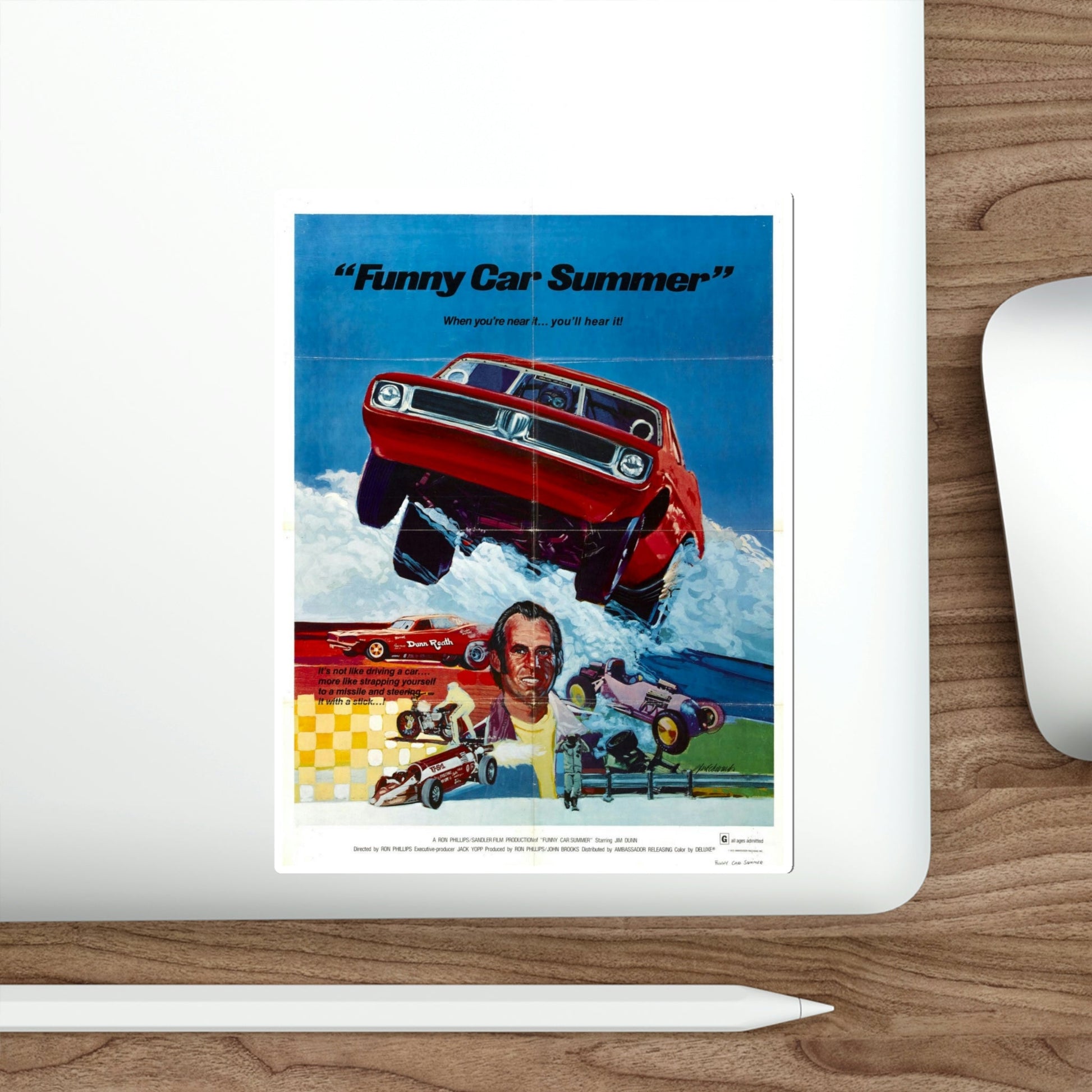 Funny Car Summer 1974 Movie Poster STICKER Vinyl Die-Cut Decal-The Sticker Space