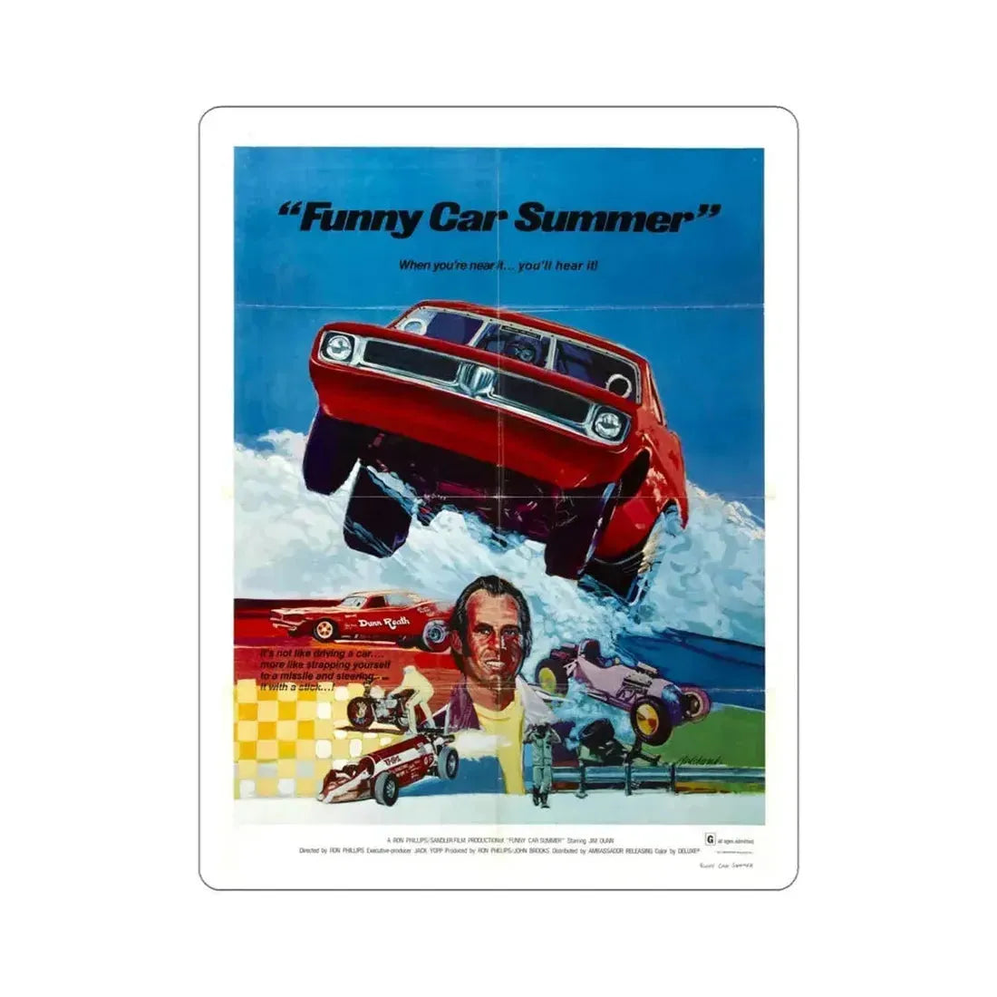 Funny Car Summer 1974 Movie Poster STICKER Vinyl Die-Cut Decal 5 Inch - The Sticker Space