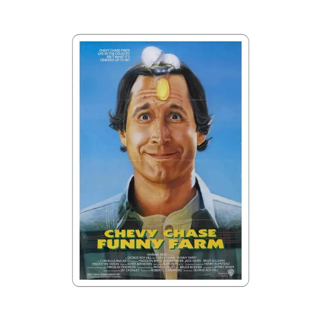Funny Farm 1988 Movie Poster STICKER Vinyl Die-Cut Decal 4 Inch - The Sticker Space