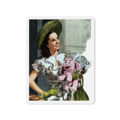 Funny That Way, Woman's Home Companion, January 1948 (Magazine Illustration) Refrigerator Magnet 2 Inch Die-Cut - The Sticker Space
