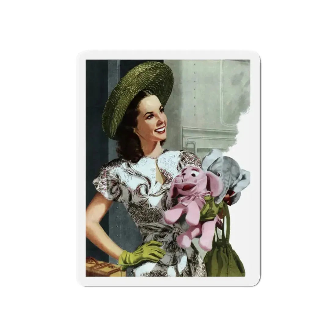 Funny That Way, Woman's Home Companion, January 1948 (Magazine Illustration) Refrigerator Magnet 3 Inch Die-Cut - The Sticker Space