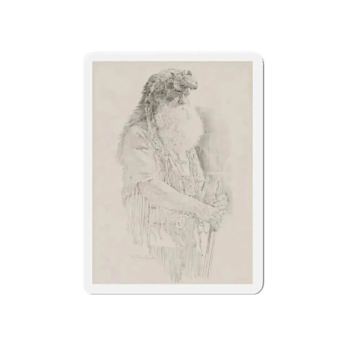 Fur Trapper (Magazine Illustration) Refrigerator Magnet 3" x 3" Die-Cut 1 pc - The Sticker Space
