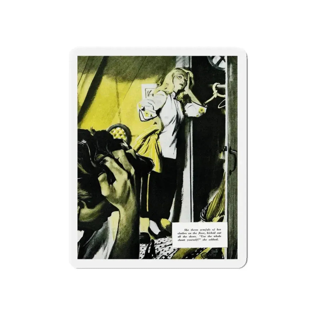 Furnished Room, Redbook, December 1946 (Magazine Illustration) Refrigerator Magnet 3 Inch Die-Cut - The Sticker Space