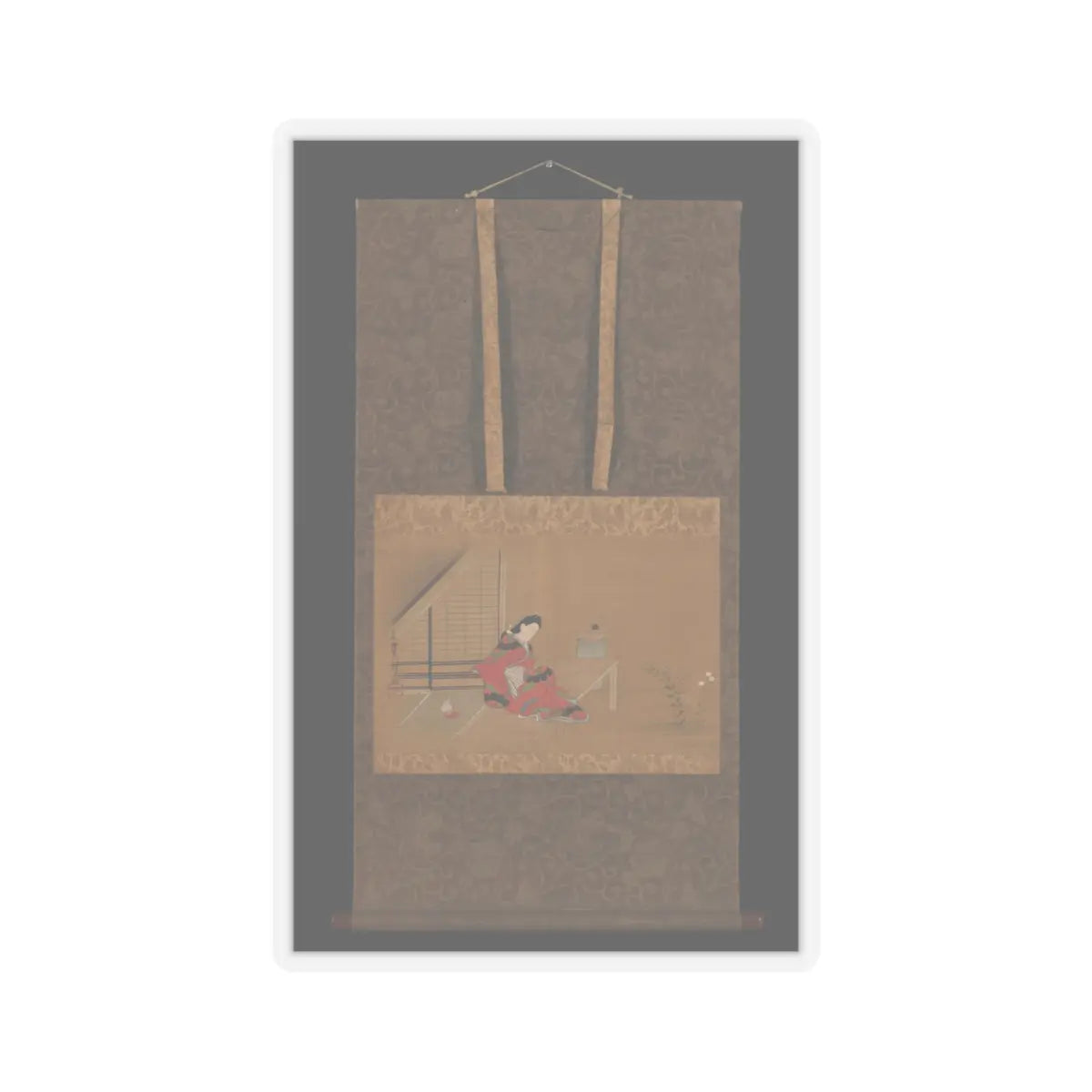 Furuyama Moroshige - Young Woman on a Veranda - second half of the 17th v3 - STICKER Vinyl Kiss-Cut Decal