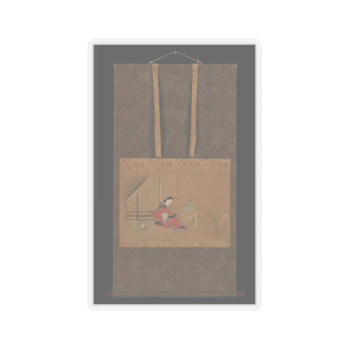 Furuyama Moroshige - Young Woman on a Veranda - second half of the 17th v3 - STICKER Vinyl Kiss-Cut Decal