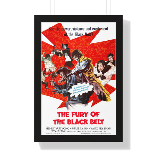 FURY OF THE BLACK BELT (THE REAL DRAGON) 1975 - Framed Movie Poster-16″ x 24″-The Sticker Space