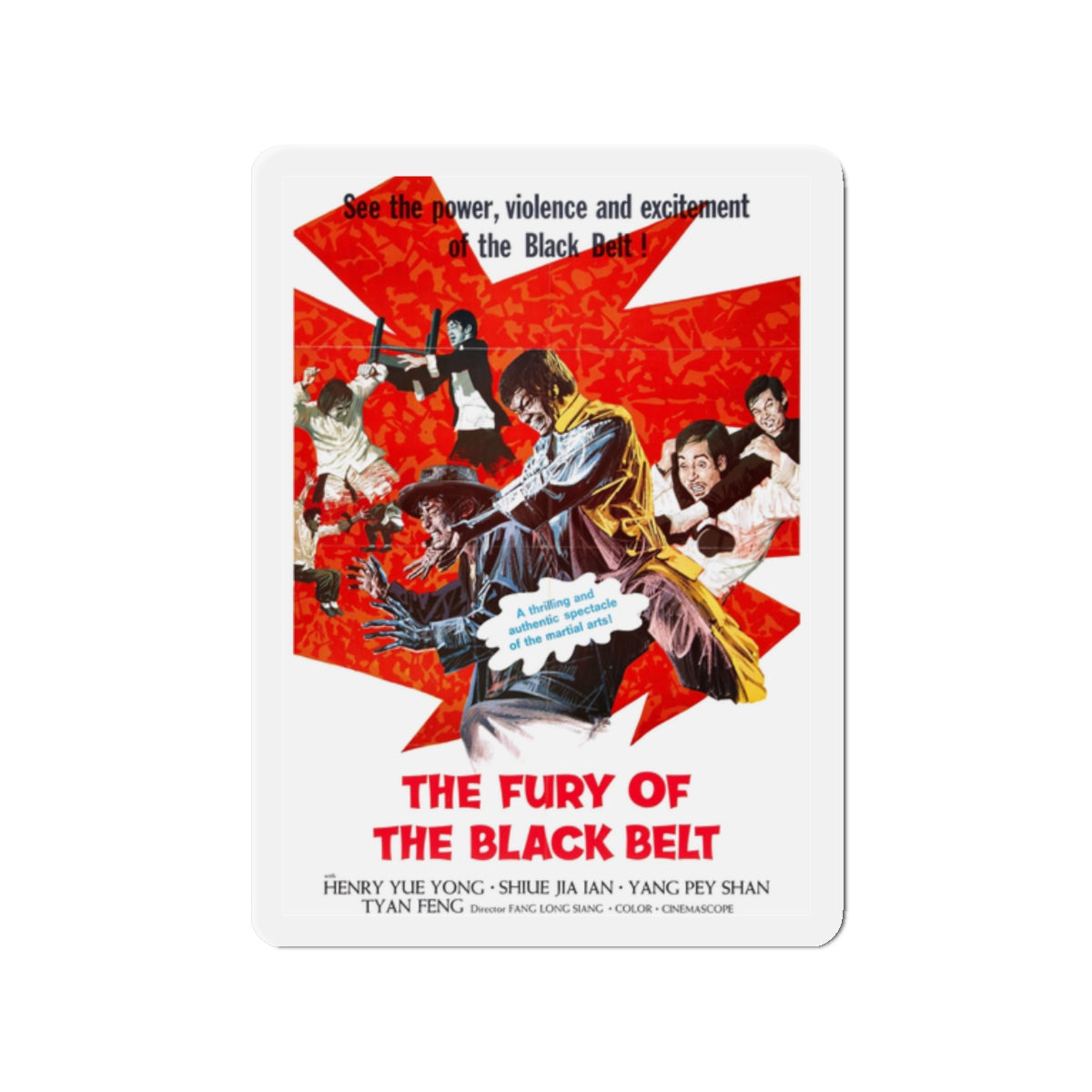 FURY OF THE BLACK BELT (THE REAL DRAGON) 1975 Movie Poster - Die-Cut Magnet-2" x 2"-The Sticker Space