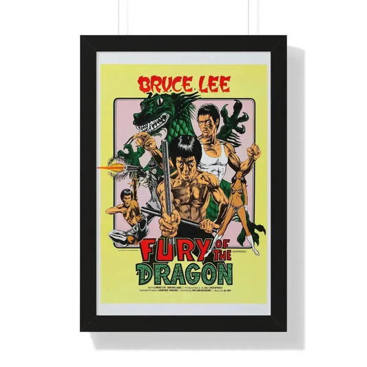 FURY OF THE DRAGON 1976 - Framed Movie Poster 16″ x 24″ Black - The Sticker Space