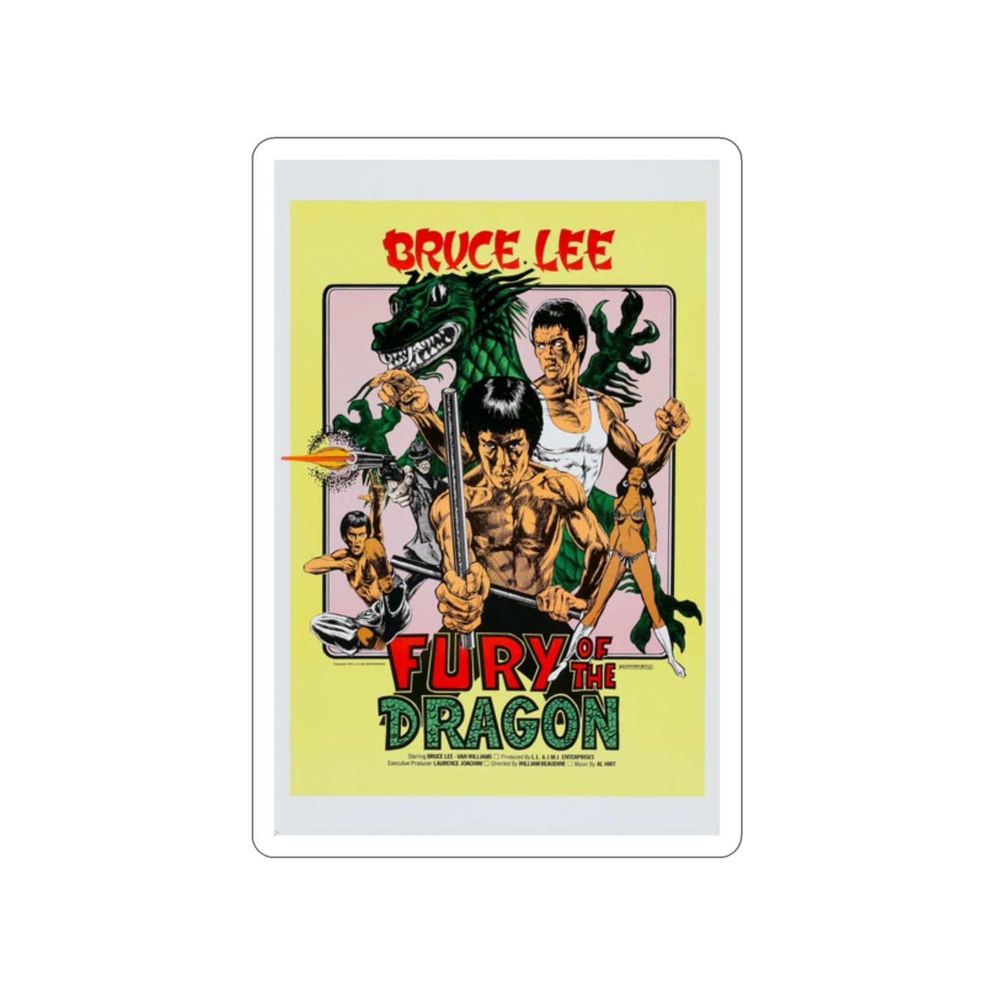 FURY OF THE DRAGON 1976 Movie Poster STICKER Vinyl Die-Cut Decal-2 Inch-The Sticker Space