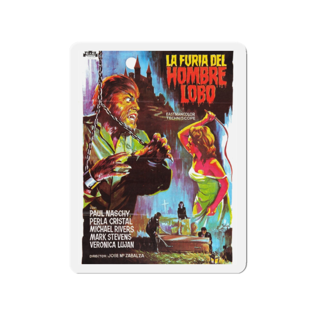 FURY OF THE WOLFMAN 1974 Movie Poster - Die-Cut Magnet-2" x 2"-The Sticker Space