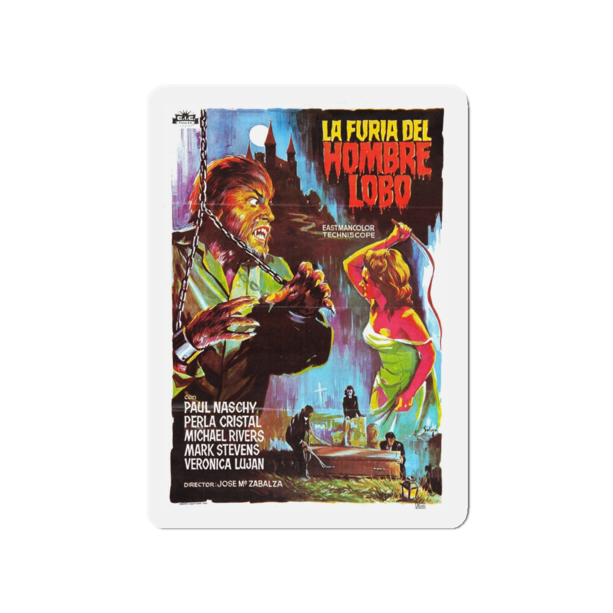 FURY OF THE WOLFMAN 1974 Movie Poster - Die-Cut Magnet-4" x 4"-The Sticker Space