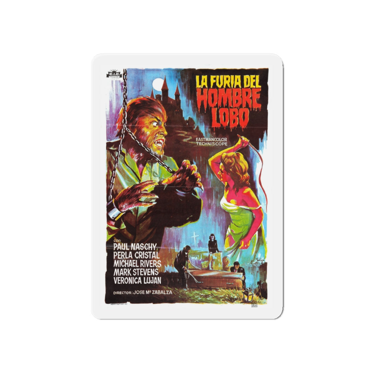 FURY OF THE WOLFMAN 1974 Movie Poster - Die-Cut Magnet-5" x 5"-The Sticker Space