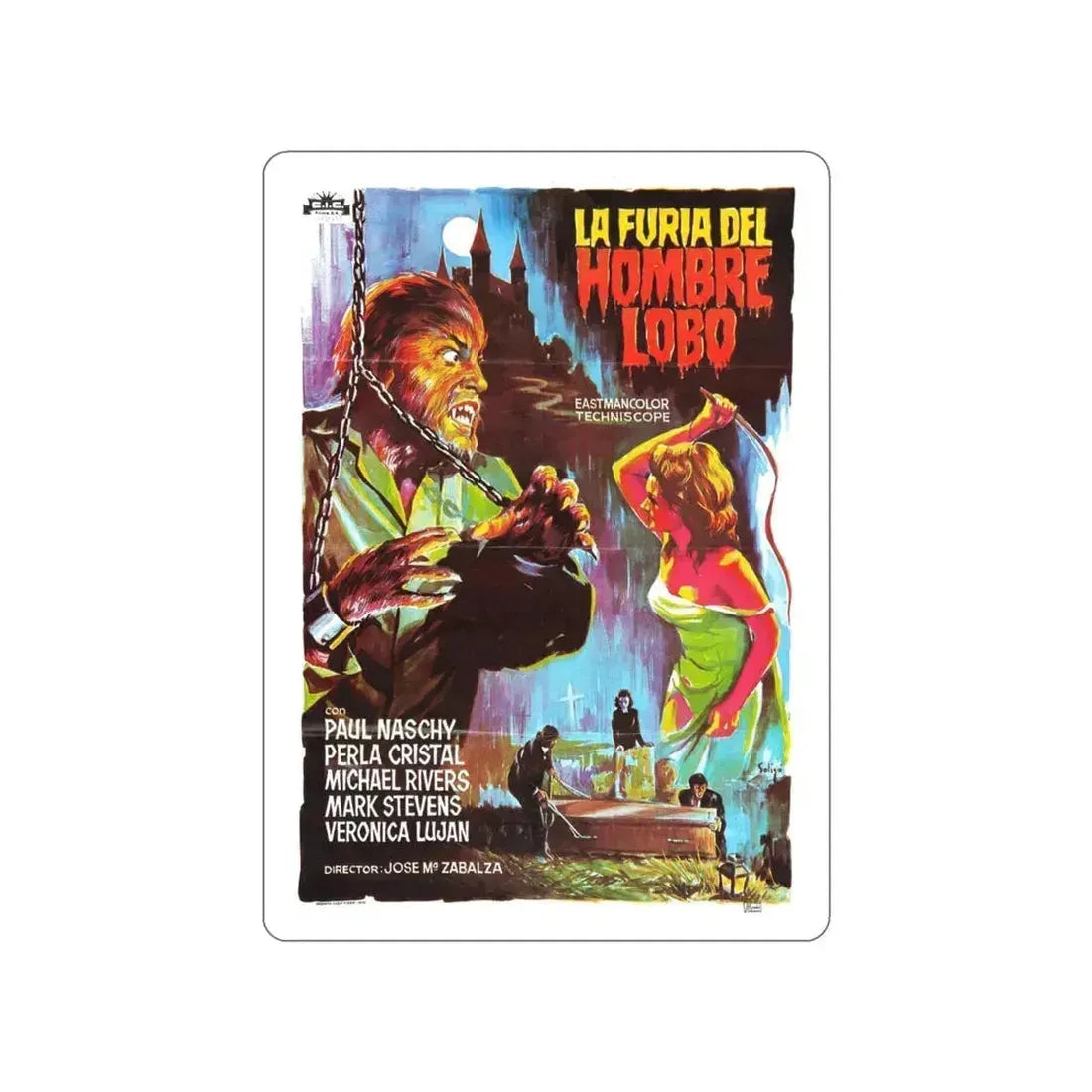 FURY OF THE WOLFMAN 1974 Movie Poster STICKER Vinyl Die-Cut Decal 4 Inch - The Sticker Space