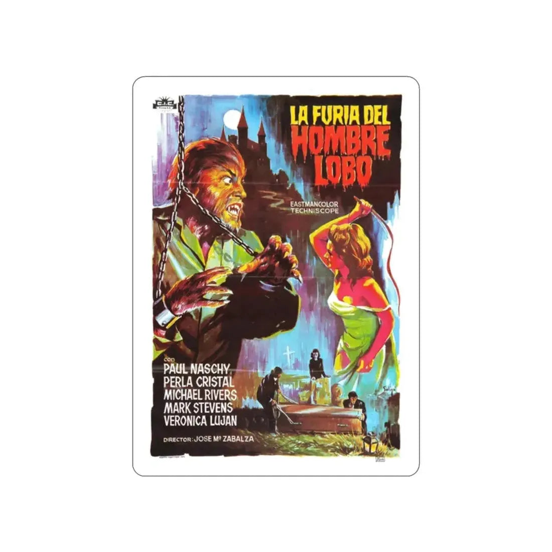 FURY OF THE WOLFMAN 1974 Movie Poster STICKER Vinyl Die-Cut Decal - The Sticker Space