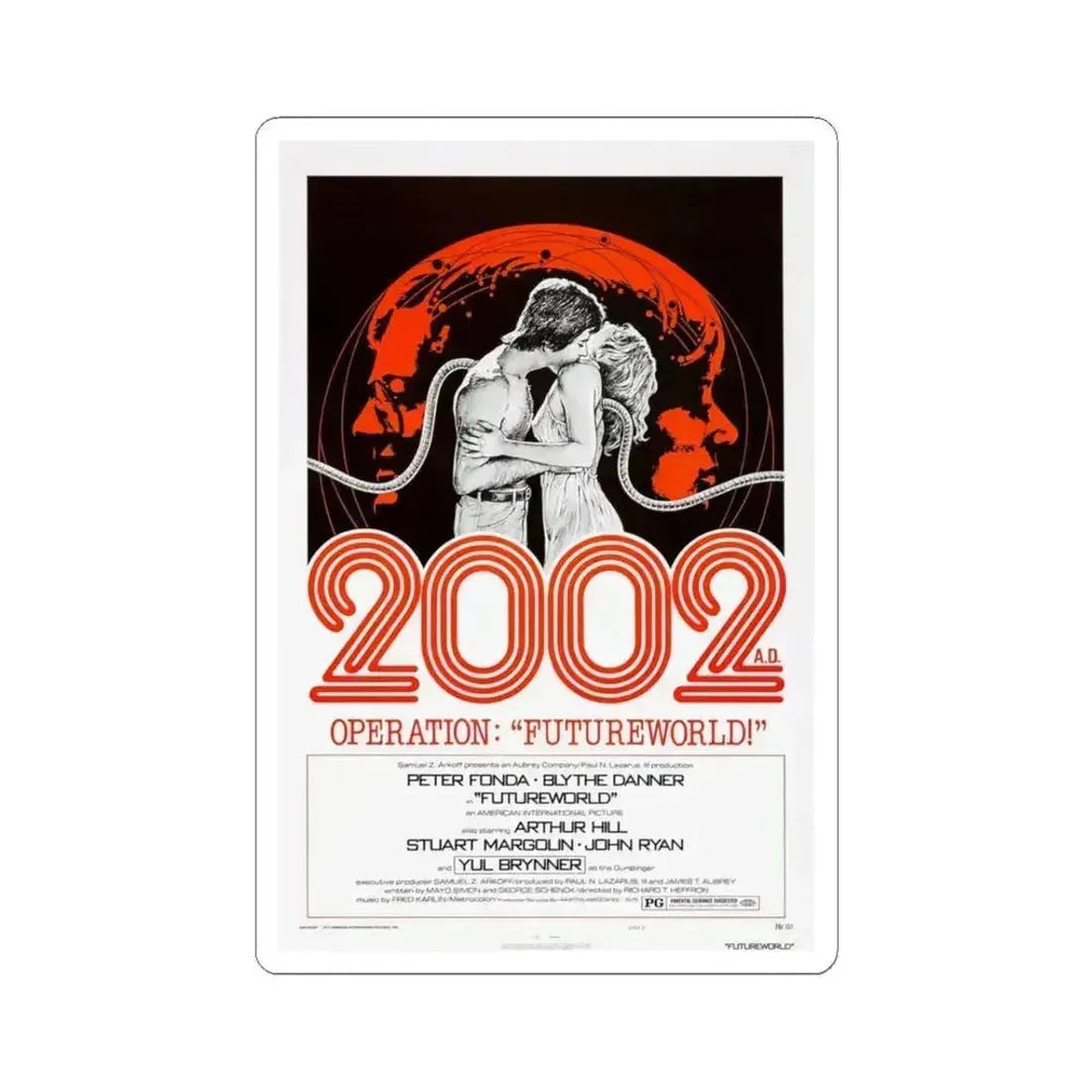 Futureworld 1976 Movie Poster - STICKER Vinyl Kiss-Cut Decal 3 Inch White - The Sticker Space