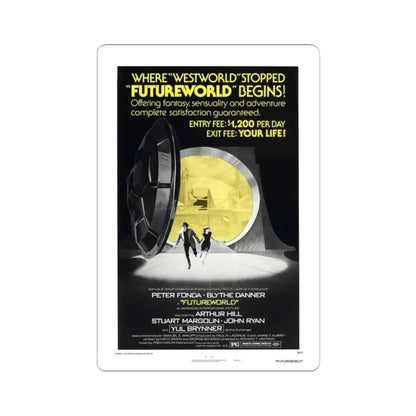 FUTUREWORLD (2) 1976 Movie Poster - STICKER Vinyl Kiss-Cut Decal 2 Inch White - The Sticker Space