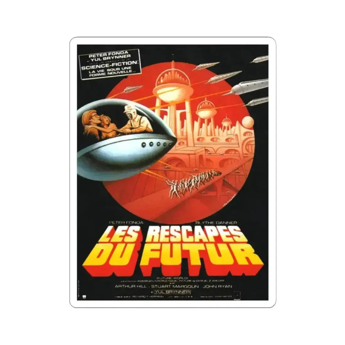 FUTUREWORLD (FRENCH) 1976 Movie Poster - STICKER Vinyl Kiss-Cut Decal 2 Inch White - The Sticker Space