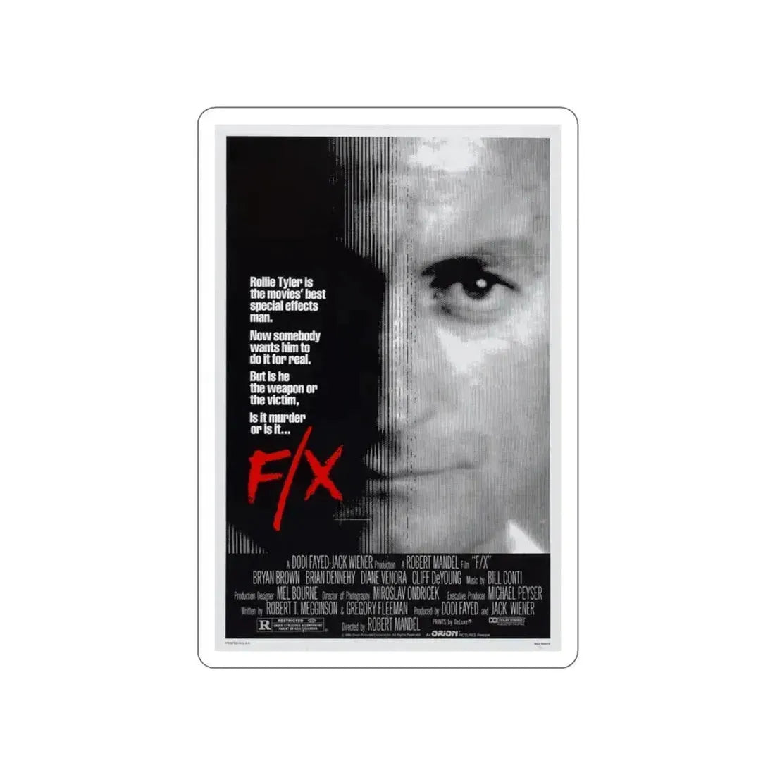 FX MURDER BY ILLUSION 1986 Movie Poster STICKER Vinyl Die-Cut Decal 3 Inch - The Sticker Space