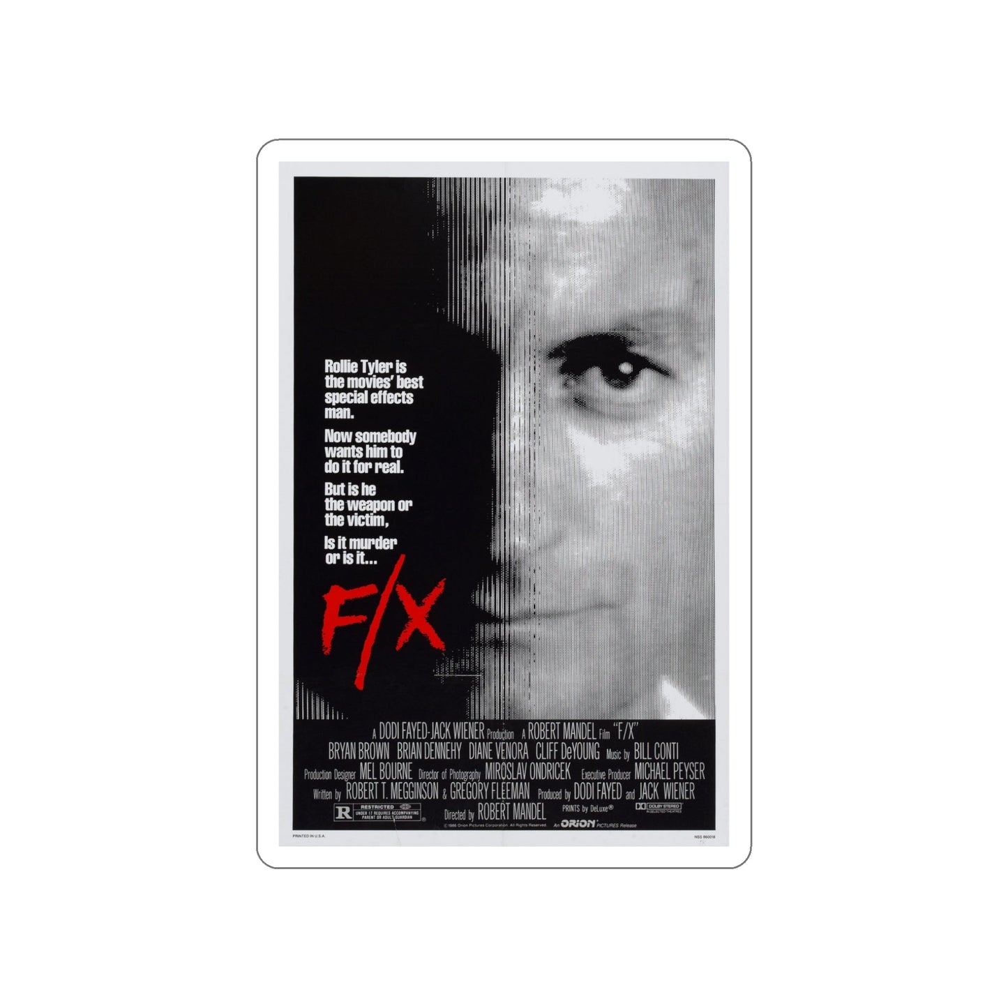 FX MURDER BY ILLUSION 1986 Movie Poster STICKER Vinyl Die-Cut Decal-5 Inch-The Sticker Space