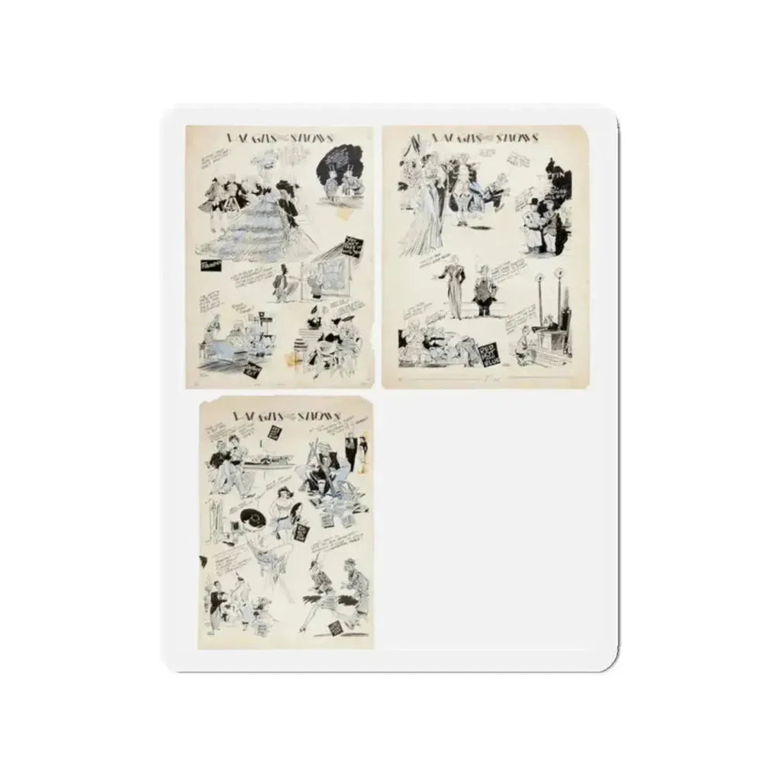 Gag Illustration, Group of 3 (Magazine Illustration) Refrigerator Magnet - The Sticker Space