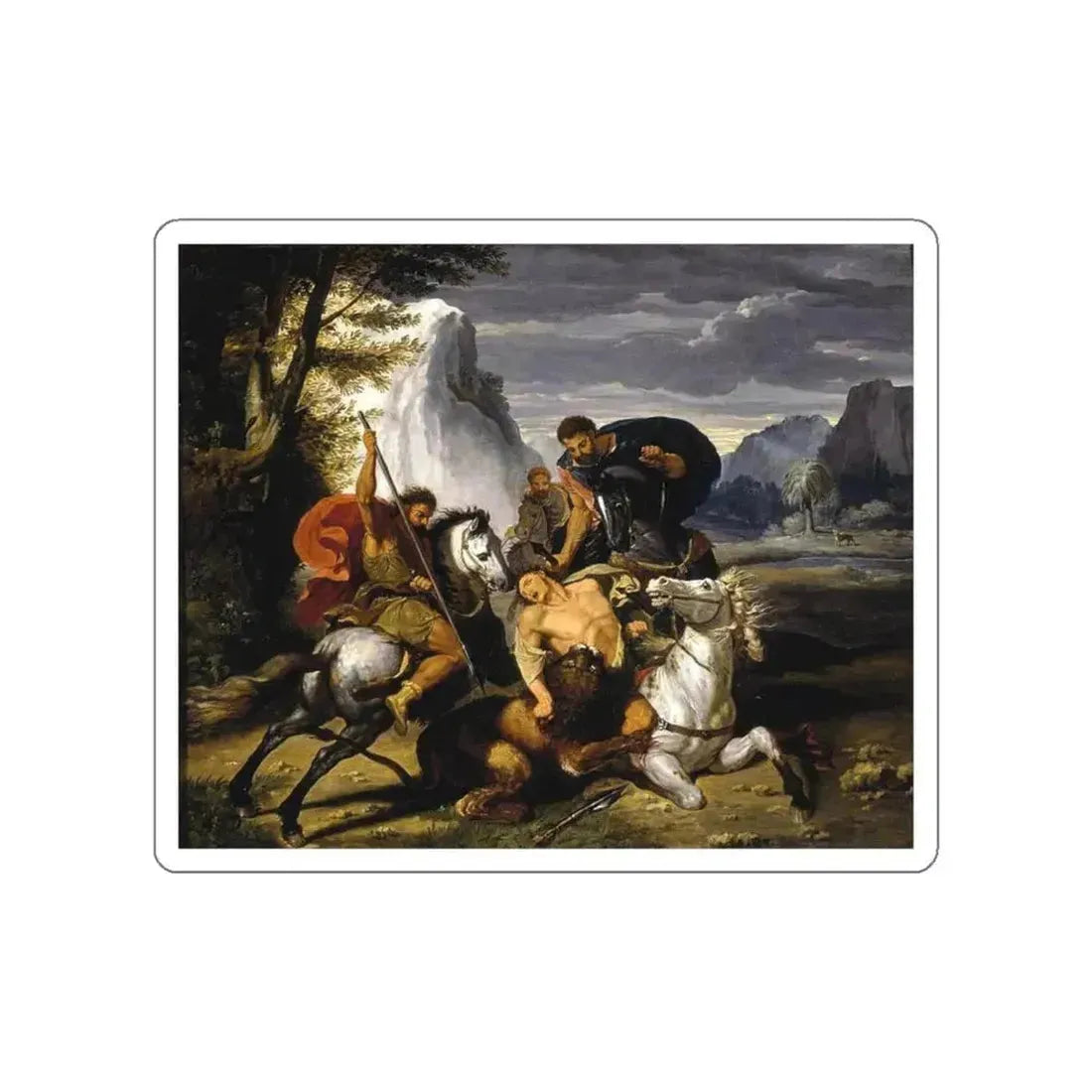 GAGNERAUX, Benigne - Lion Hunt (Artwork) STICKER Vinyl Die-Cut Decal White Die-Cut 5 Inch - The Sticker Space