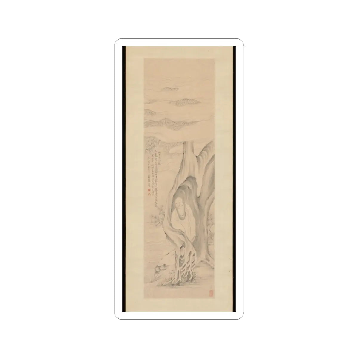 Gai Qi - Luohan Meditating in a Tree - 1821 v1 - STICKER Vinyl Kiss-Cut Decal