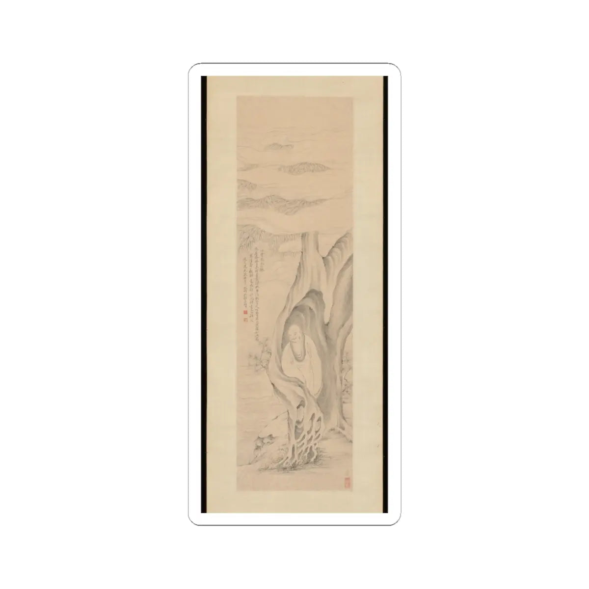 Gai Qi - Luohan Meditating in a Tree - 1821 v1 - STICKER Vinyl Kiss-Cut Decal