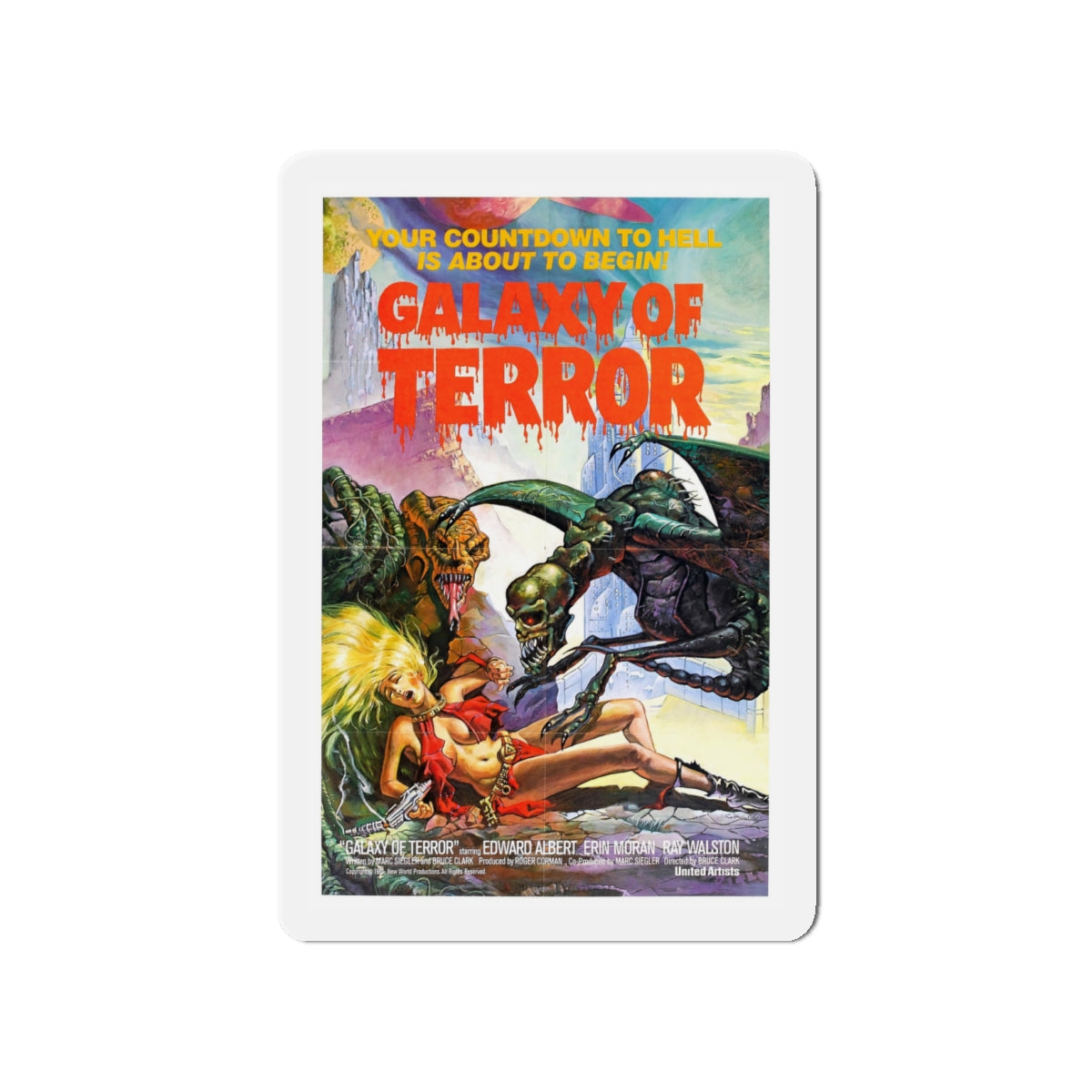 GALAXY OF TERROR 1981 Movie Poster - Die-Cut Magnet-4" x 4"-The Sticker Space