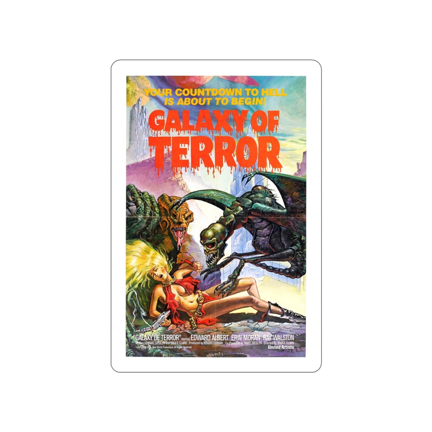 GALAXY OF TERROR 1981 Movie Poster STICKER Vinyl Die-Cut Decal-3 Inch-The Sticker Space