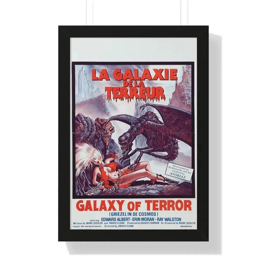 GALAXY OF TERROR (BELGIAN) 1981 - Framed Movie Poster 16″ x 24″ Black - The Sticker Space