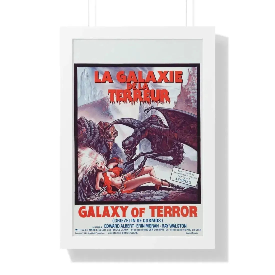 GALAXY OF TERROR (BELGIAN) 1981 - Framed Movie Poster 16″ x 24″ White - The Sticker Space