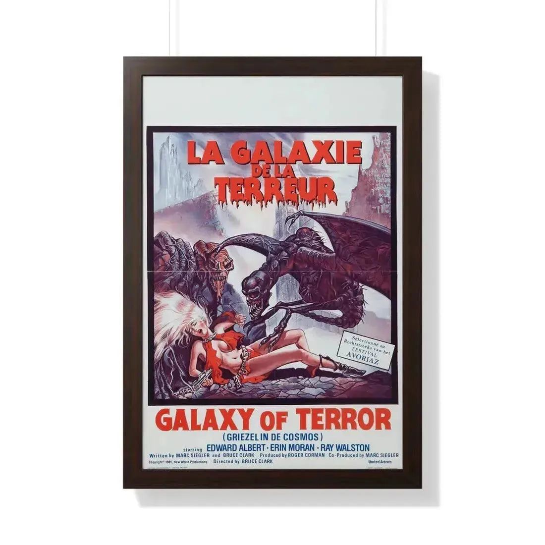 GALAXY OF TERROR (BELGIAN) 1981 - Framed Movie Poster 20" x 30" Walnut - The Sticker Space